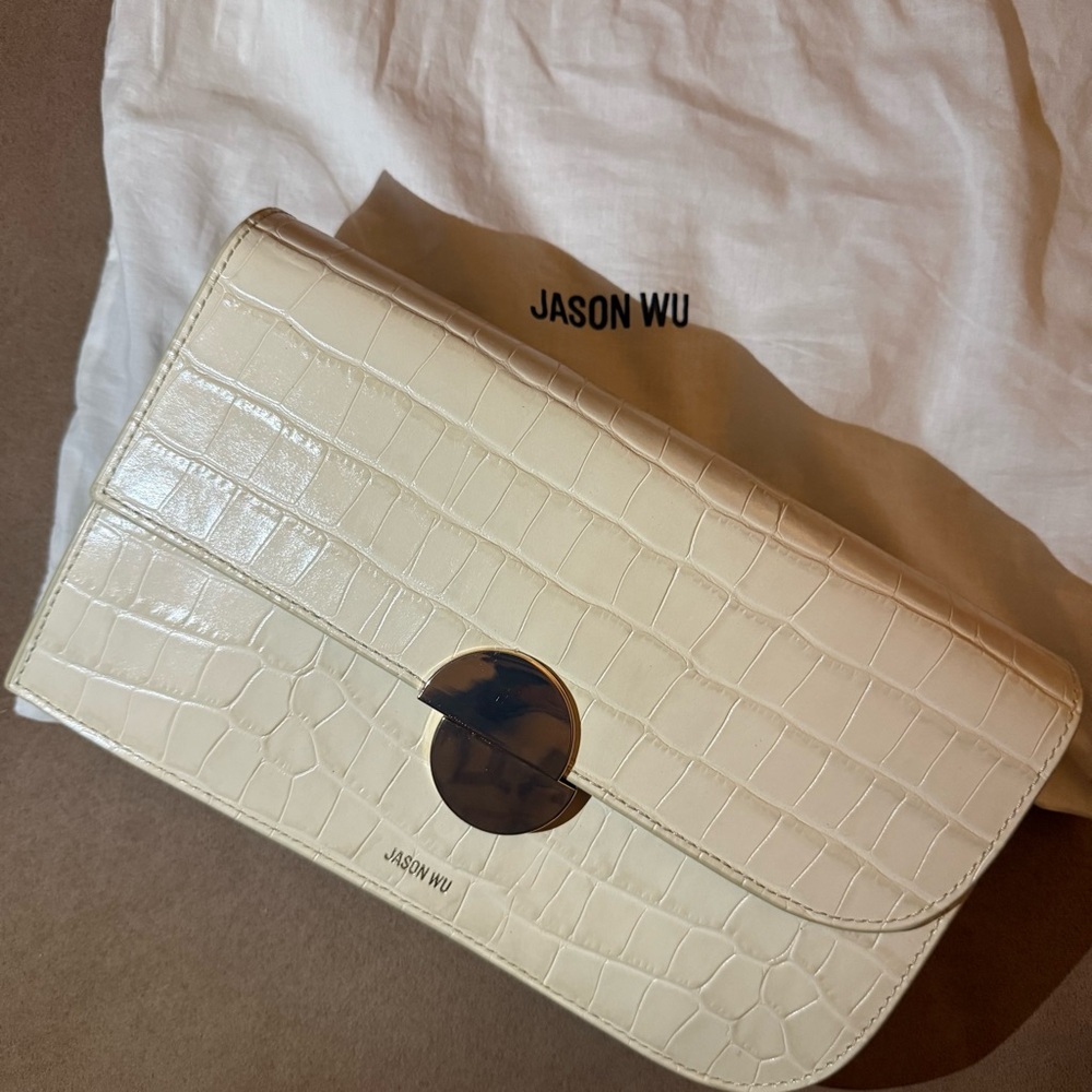 Jason Wu Ivory Croc-Embossed Clutch